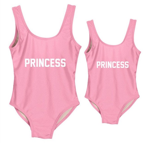 Adult pink “PRINCESS” bathing suit one piece - Picture 1 of 3